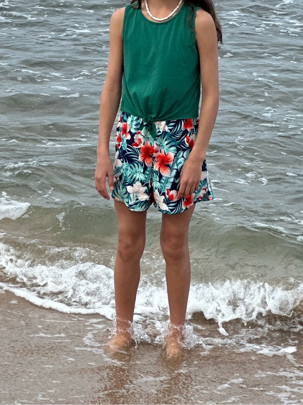 PatPat Green Tank Top & Floral Bermuda Shorts Set